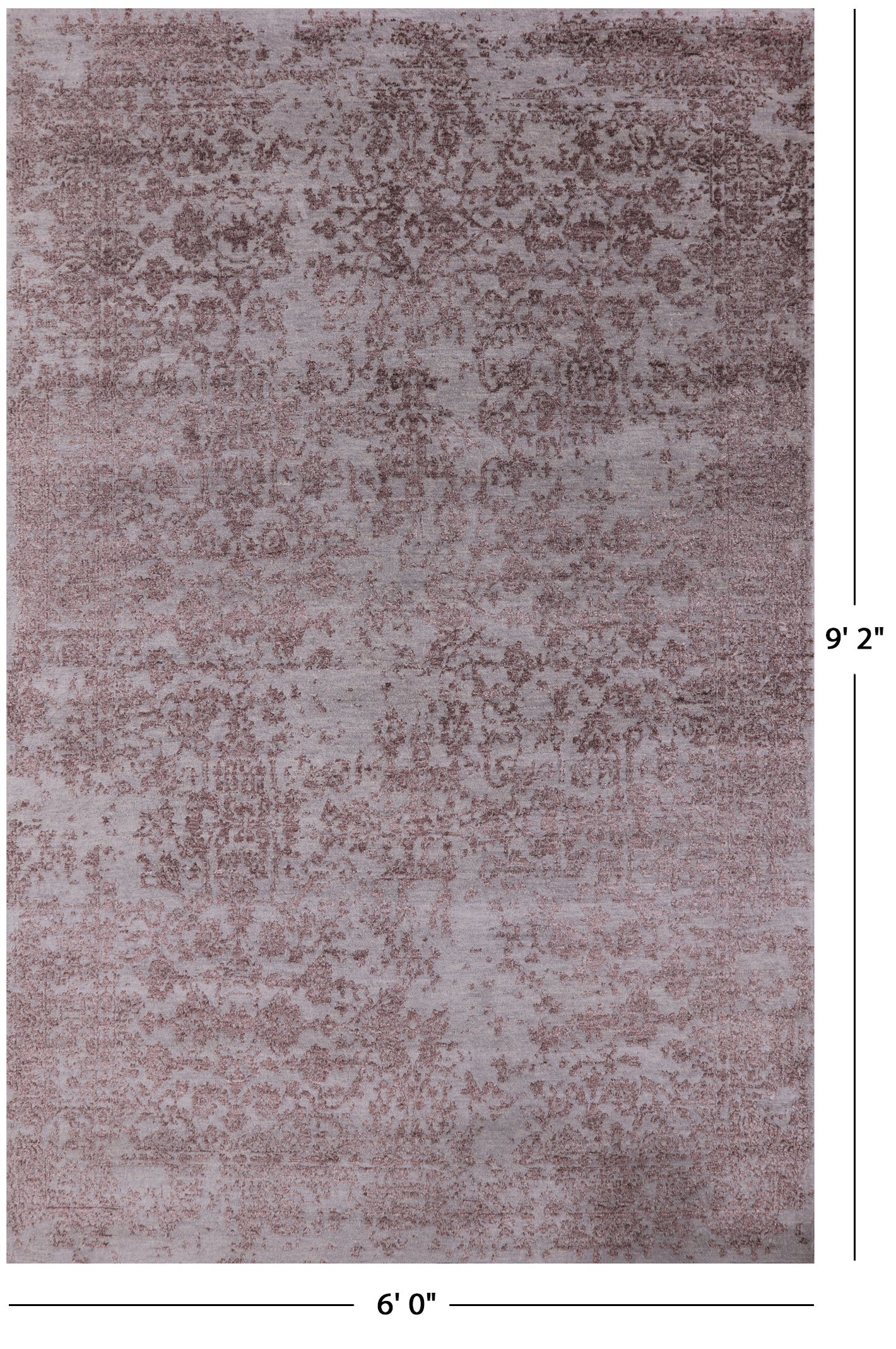Grey Modern Handmade Wool & Silk Rug - 6' 0" X 9' 2" - Golden Nile