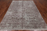 Grey Modern Handmade Wool & Silk Rug - 6' 0" X 9' 2"