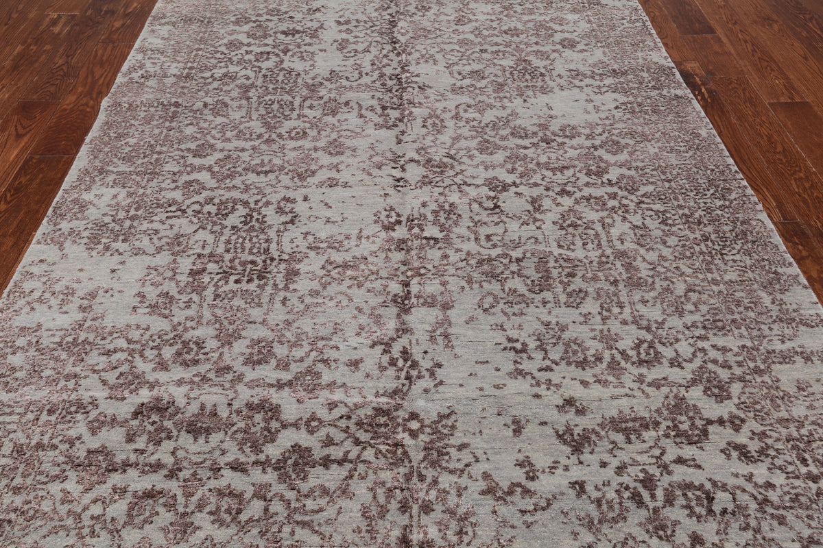 Grey Modern Handmade Wool & Silk Rug - 6' 0" X 9' 2"
