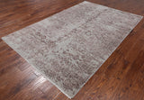 Grey Modern Handmade Wool & Silk Rug - 6' 0" X 9' 2"
