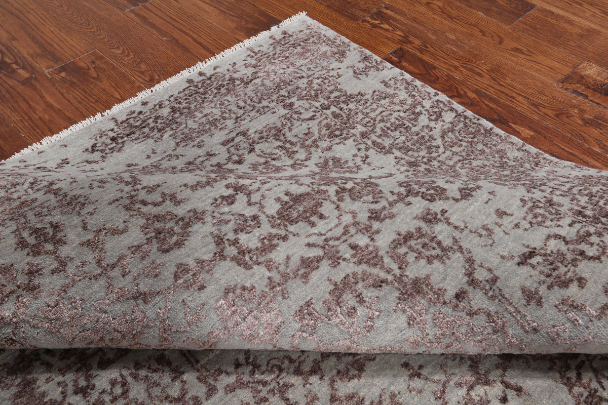 Grey Modern Handmade Wool & Silk Rug - 6' 0" X 9' 2"
