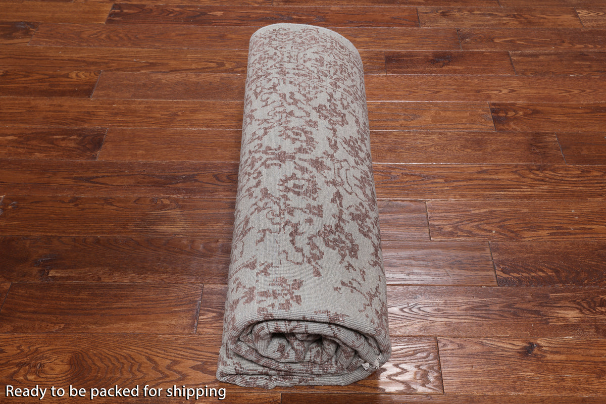 Grey Modern Handmade Wool & Silk Rug - 6' 0" X 9' 2"