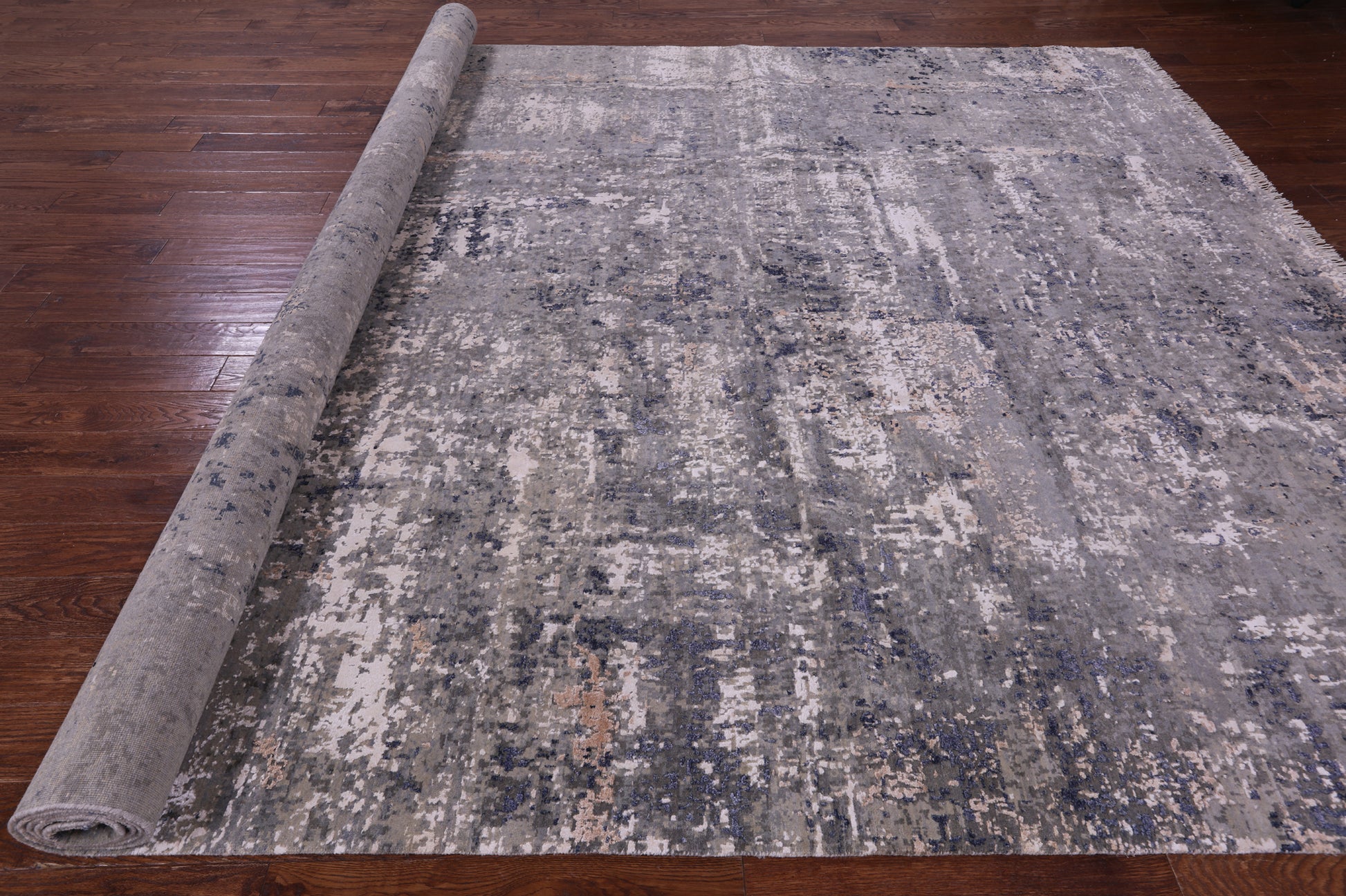 Contemporary Hand Knotted Wool & Silk Rug - 10' 0" X 14' 3" - Golden Nile