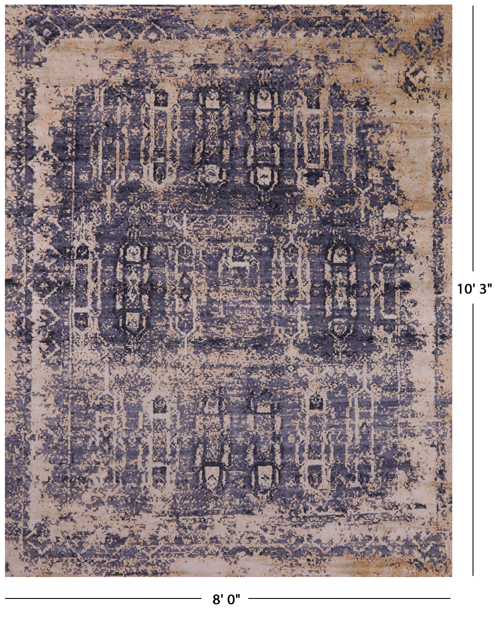 Modern Handmade Wool & Silk Rug - 8' 0" X 10' 3" - Golden Nile