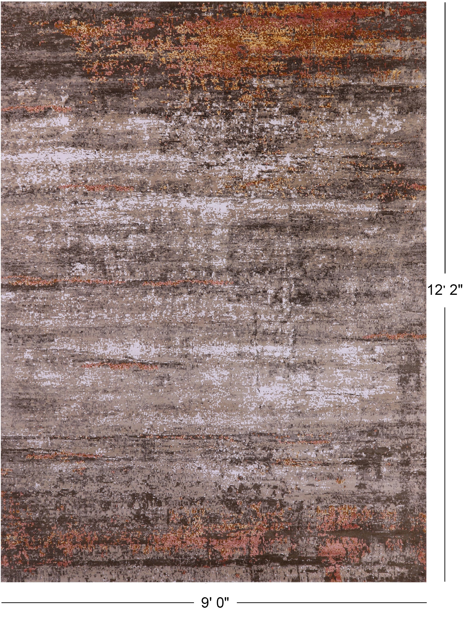 Modern Hand Knotted Wool & Silk Rug - 9' 0" X 12' 2" - Golden Nile