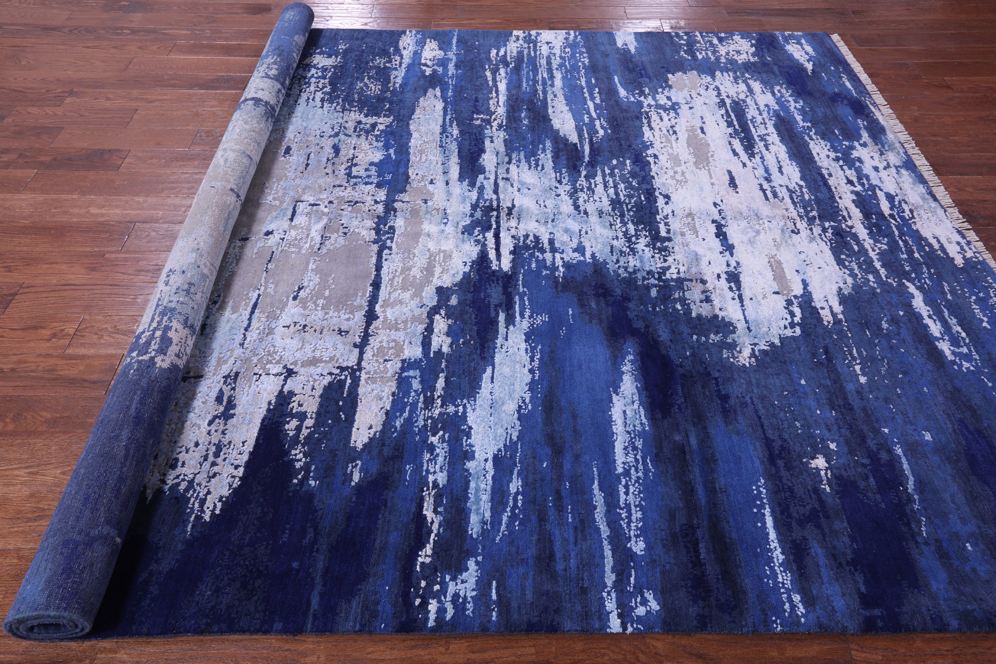 SUPER SALE Modern Handmade Wool & Silk Rug - 8' 1" X 9' 11"