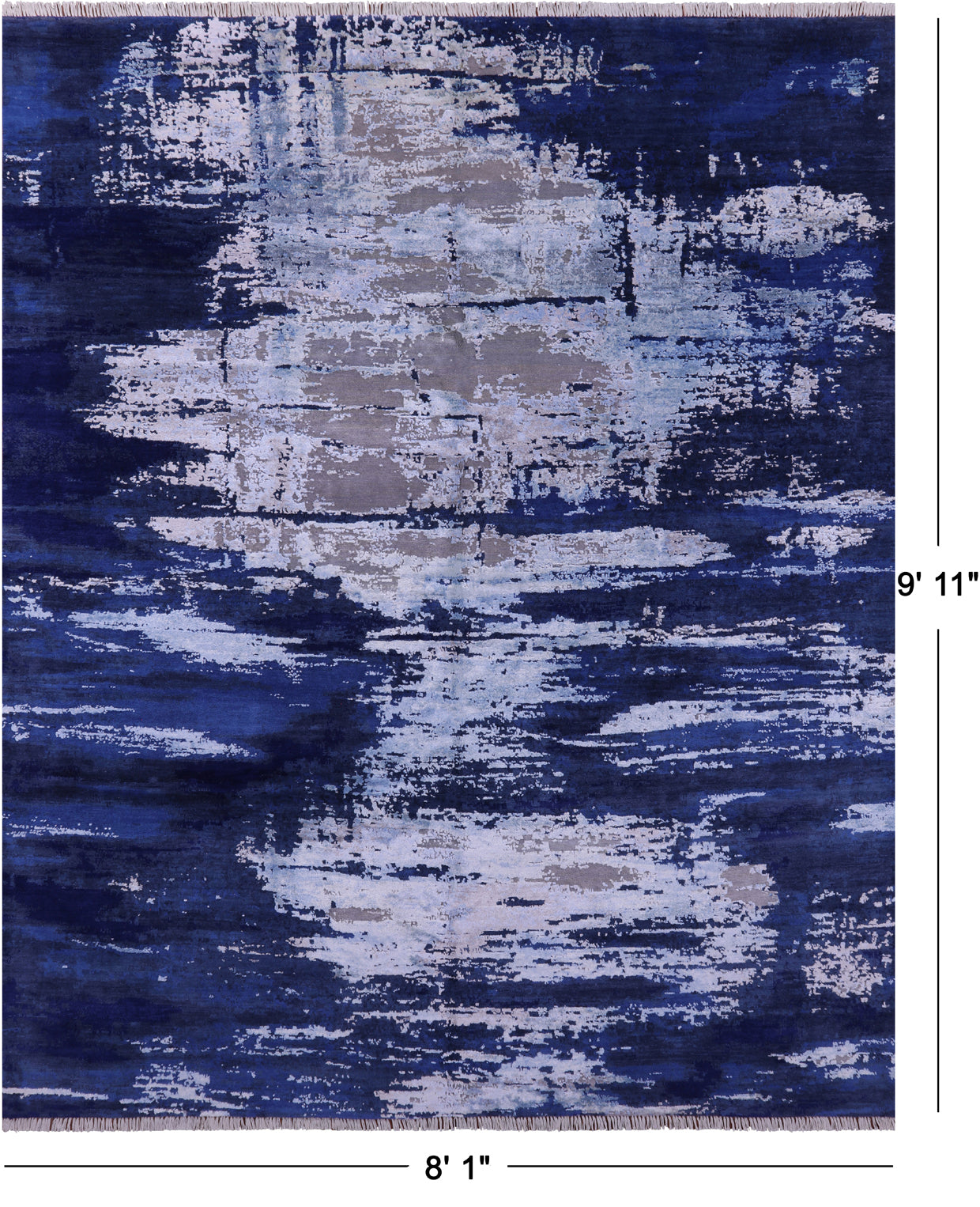 SUPER SALE Modern Handmade Wool & Silk Rug - 8' 1" X 9' 11"