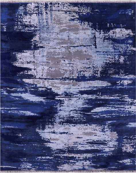 SUPER SALE Modern Handmade Wool & Silk Rug - 8' 1" X 9' 11"