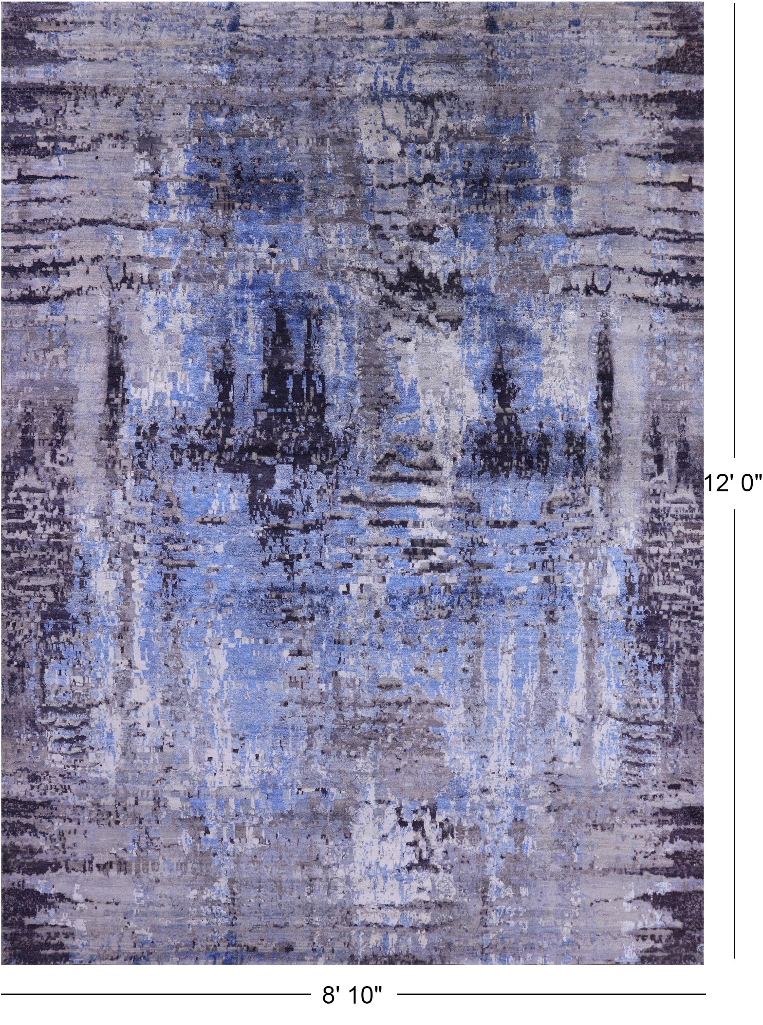 Modern Hand Knotted Wool & Silk Rug - 8' 10" X 12' 0" - Golden Nile