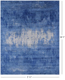 Blue Contemporary Hand Knotted Wool & Silk Rug - 7' 11" X 10' 1" - Golden Nile