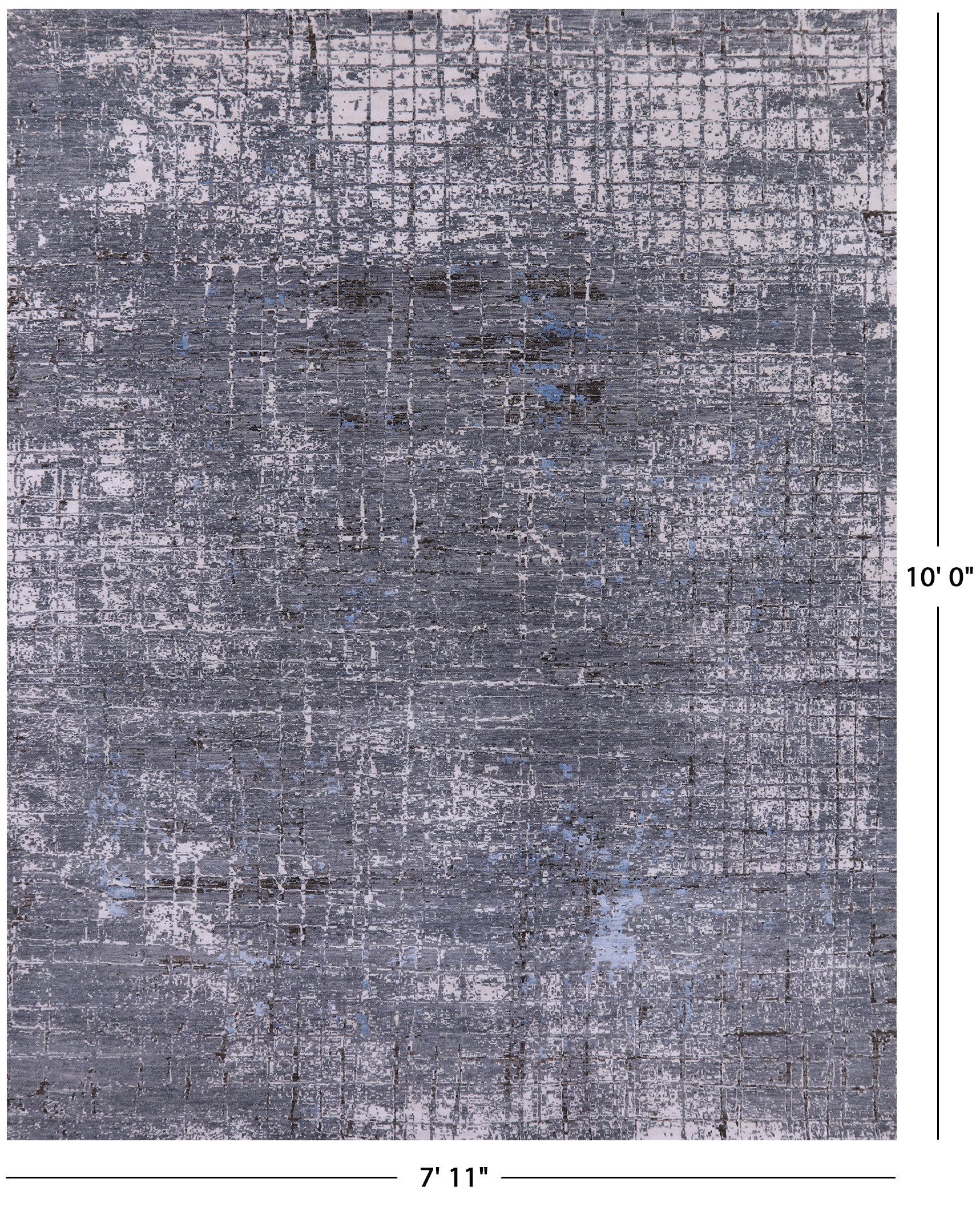 Grey Contemporary Hand Knotted Wool & Silk Rug - 7' 11" X 10' 0" - Golden Nile