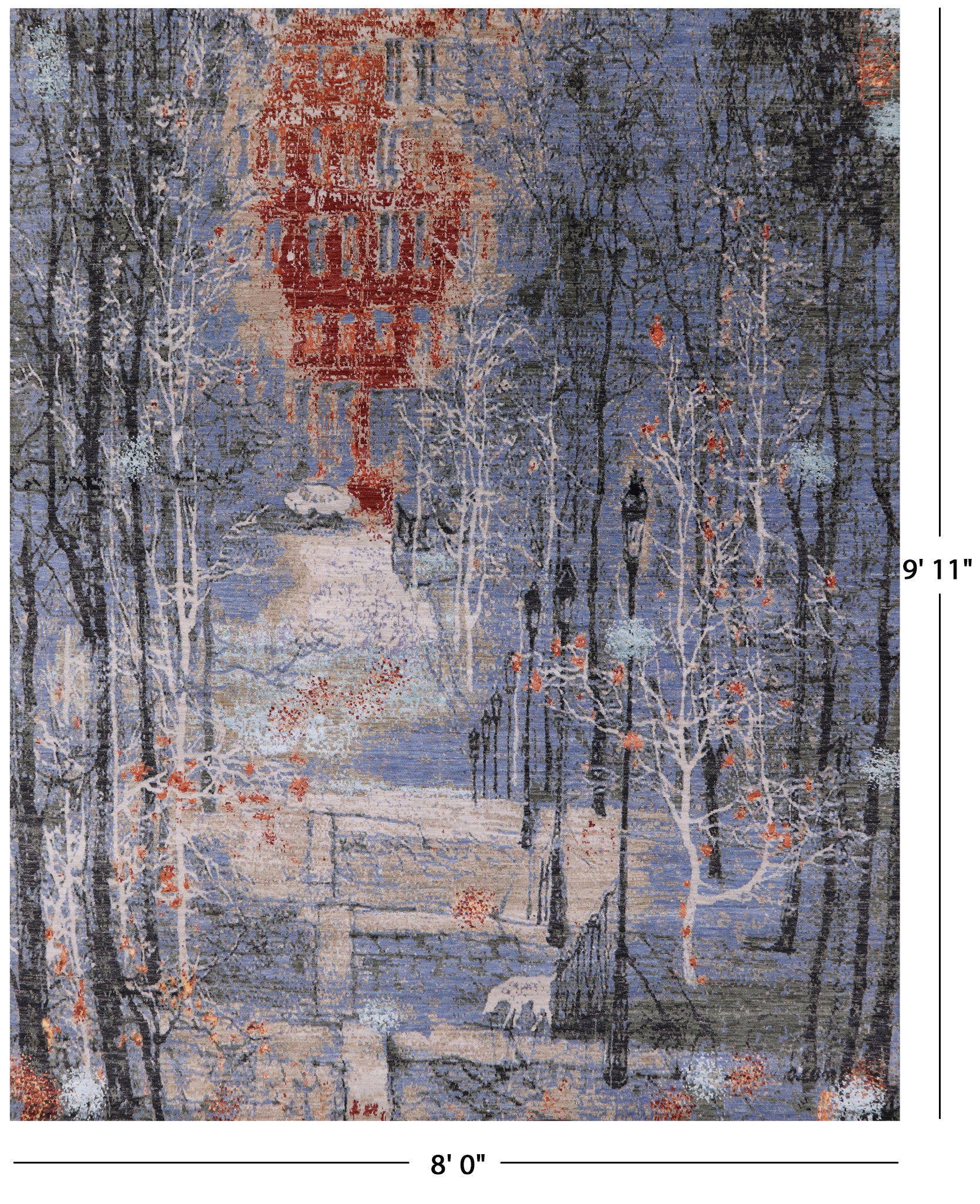 Contemporary Handmade Wool & Silk Urban Design Rug - 8' 0" X 9' 11" - Golden Nile