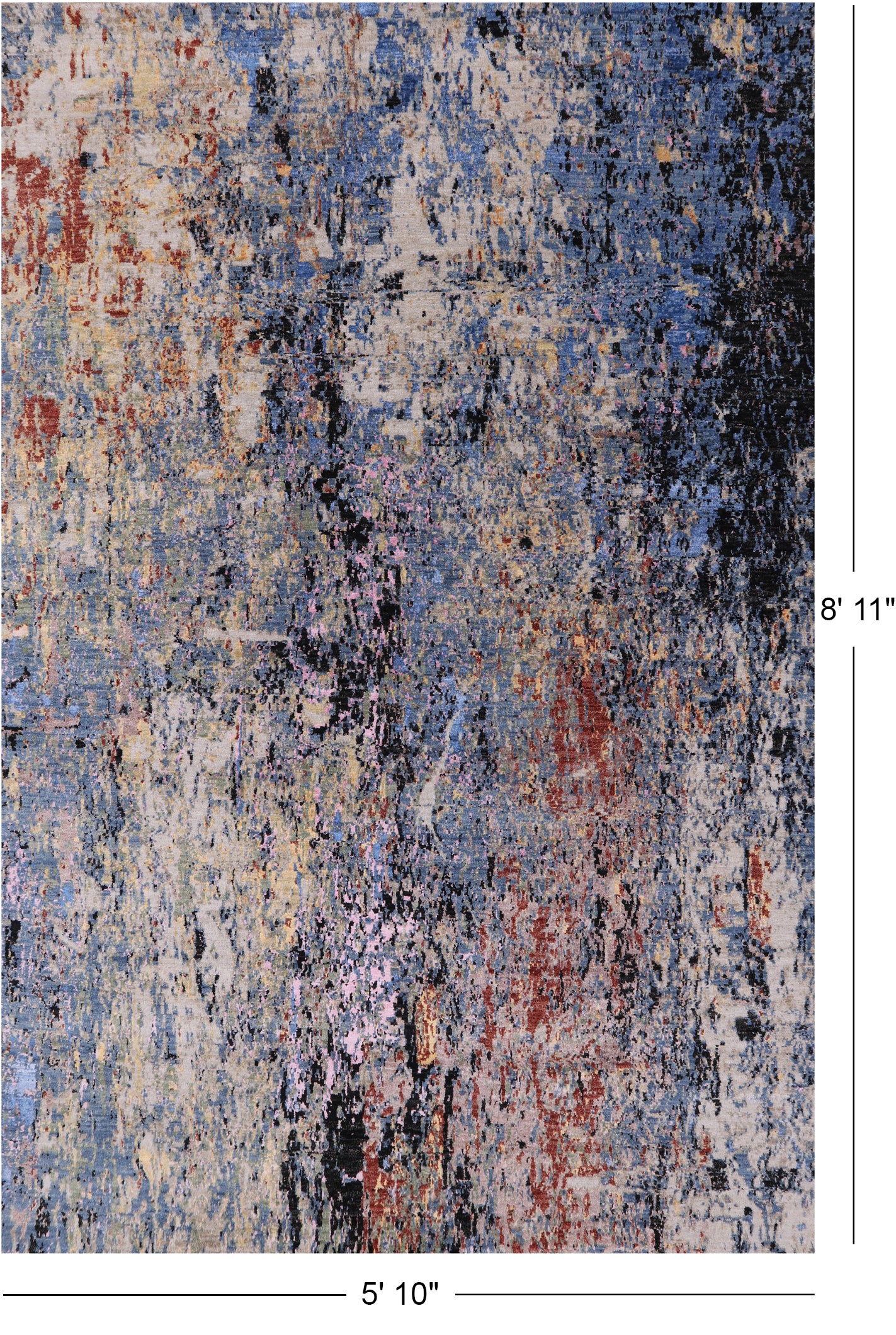 Contemporary Handmade Wool & Silk Rug - 5' 10" X 8' 11" - Golden Nile