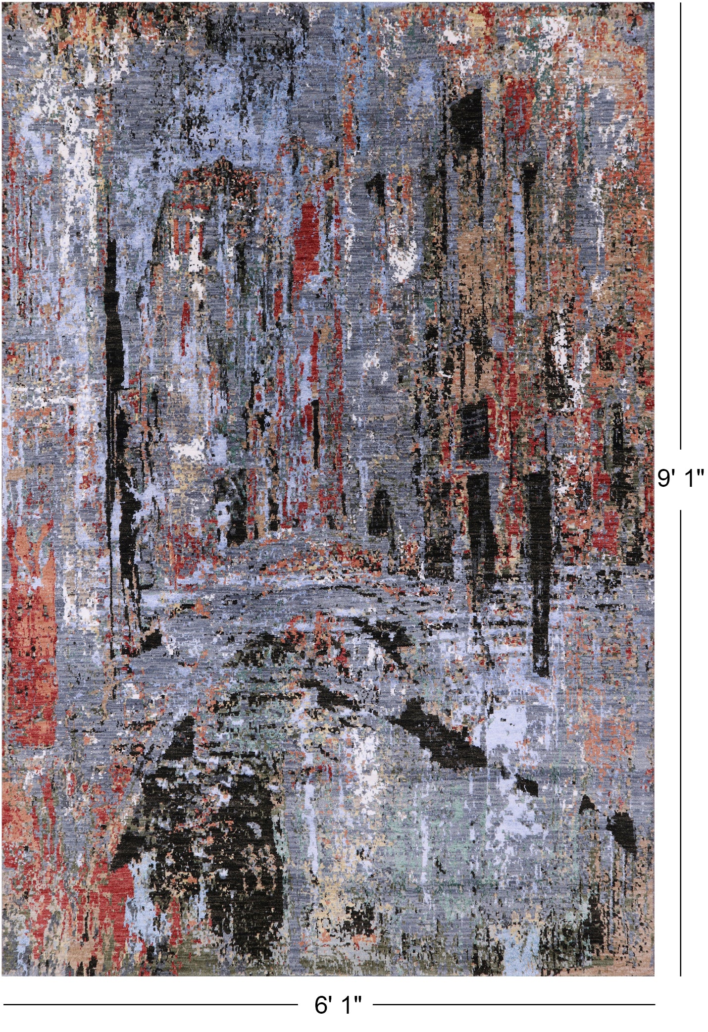 Modern Hand Knotted Wool & Silk Rug - 6' 1" X 9' 1" - Golden Nile