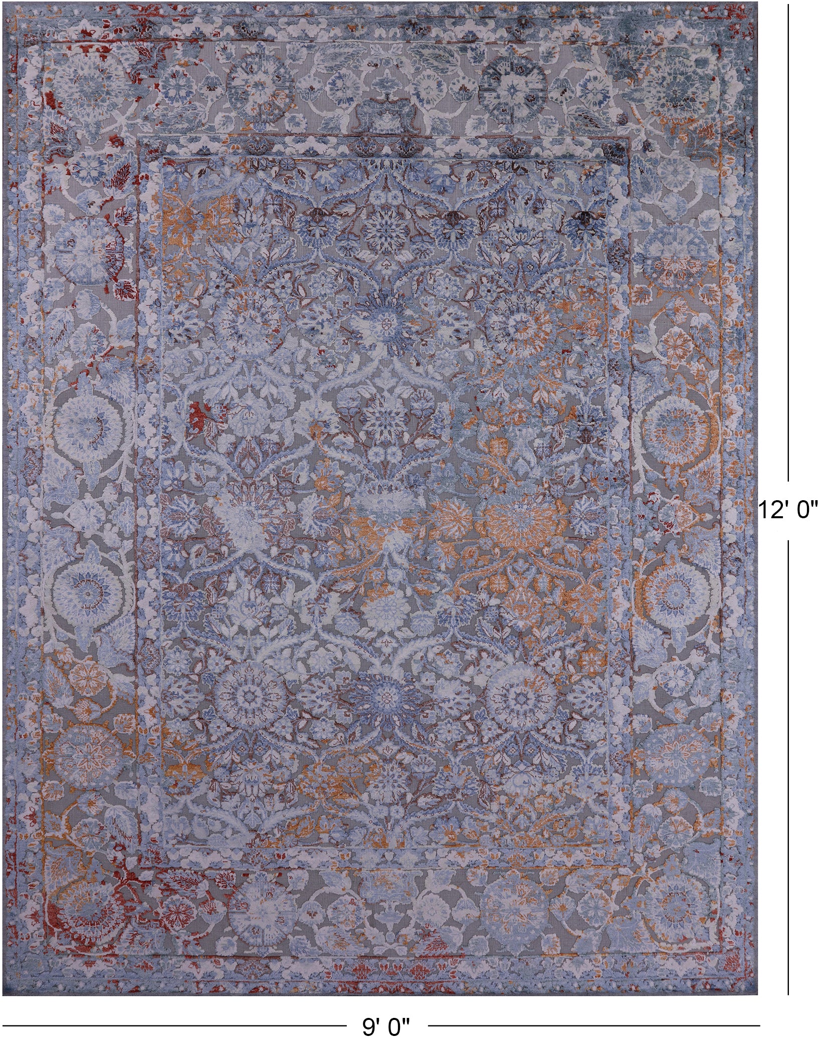 Modern Handmade Wool & Silk Rug - 9' 0" X 12' 0" - Golden Nile