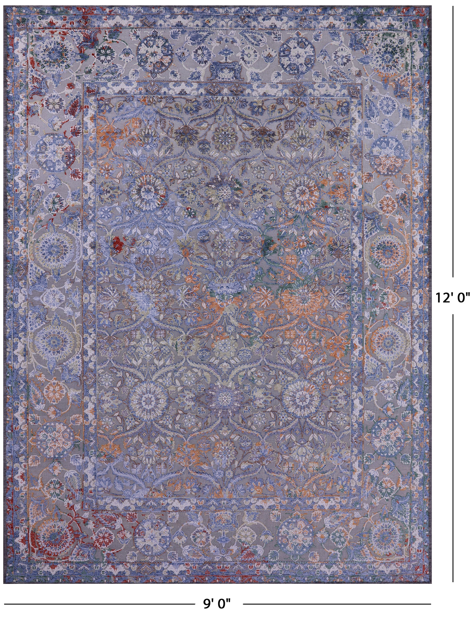 Modern Hand Knotted Wool & Silk Rug - 9' 0" X 12' 0" - Golden Nile