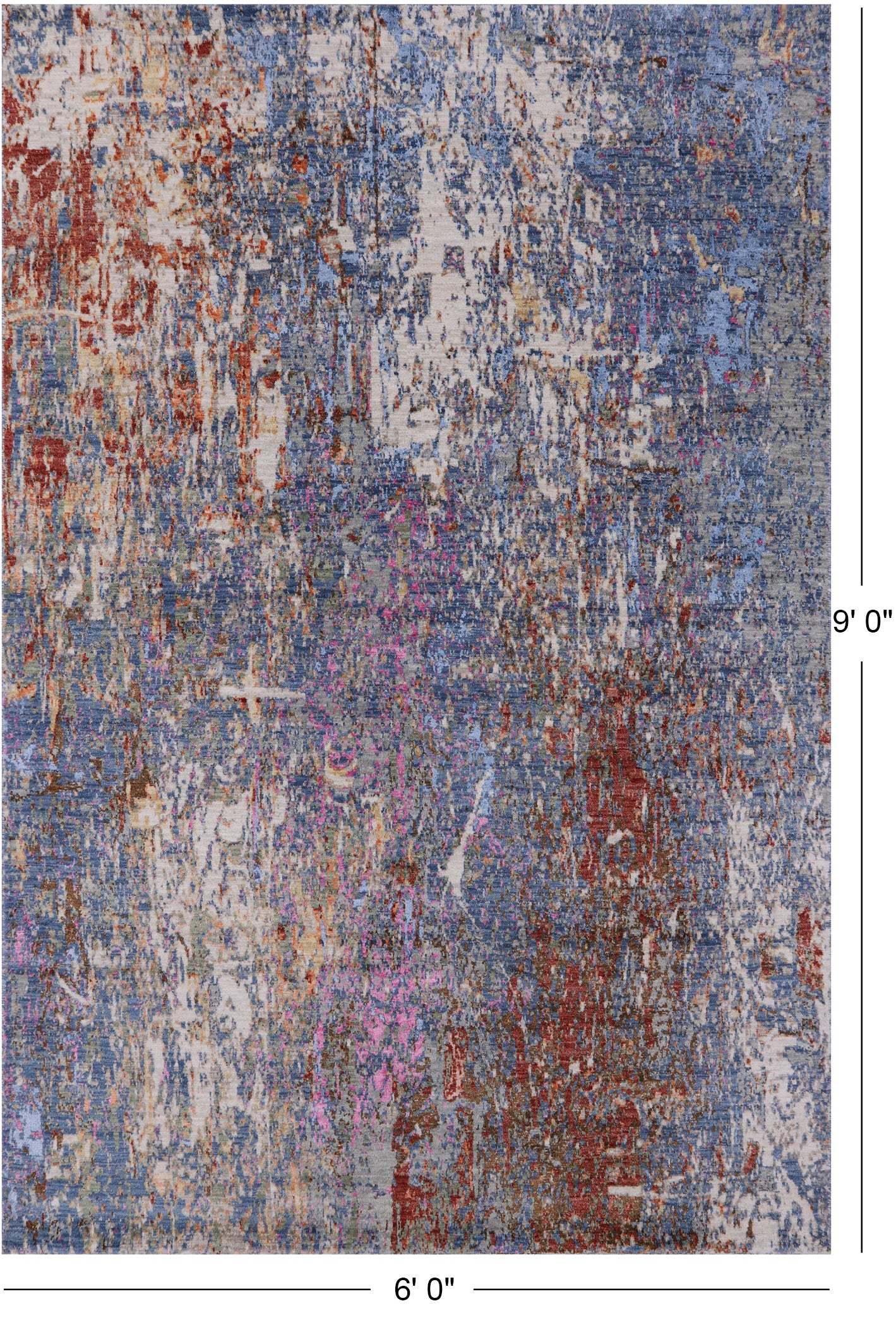 Modern Hand Knotted Wool & Silk Rug - 6' 0" X 9' 0" - Golden Nile