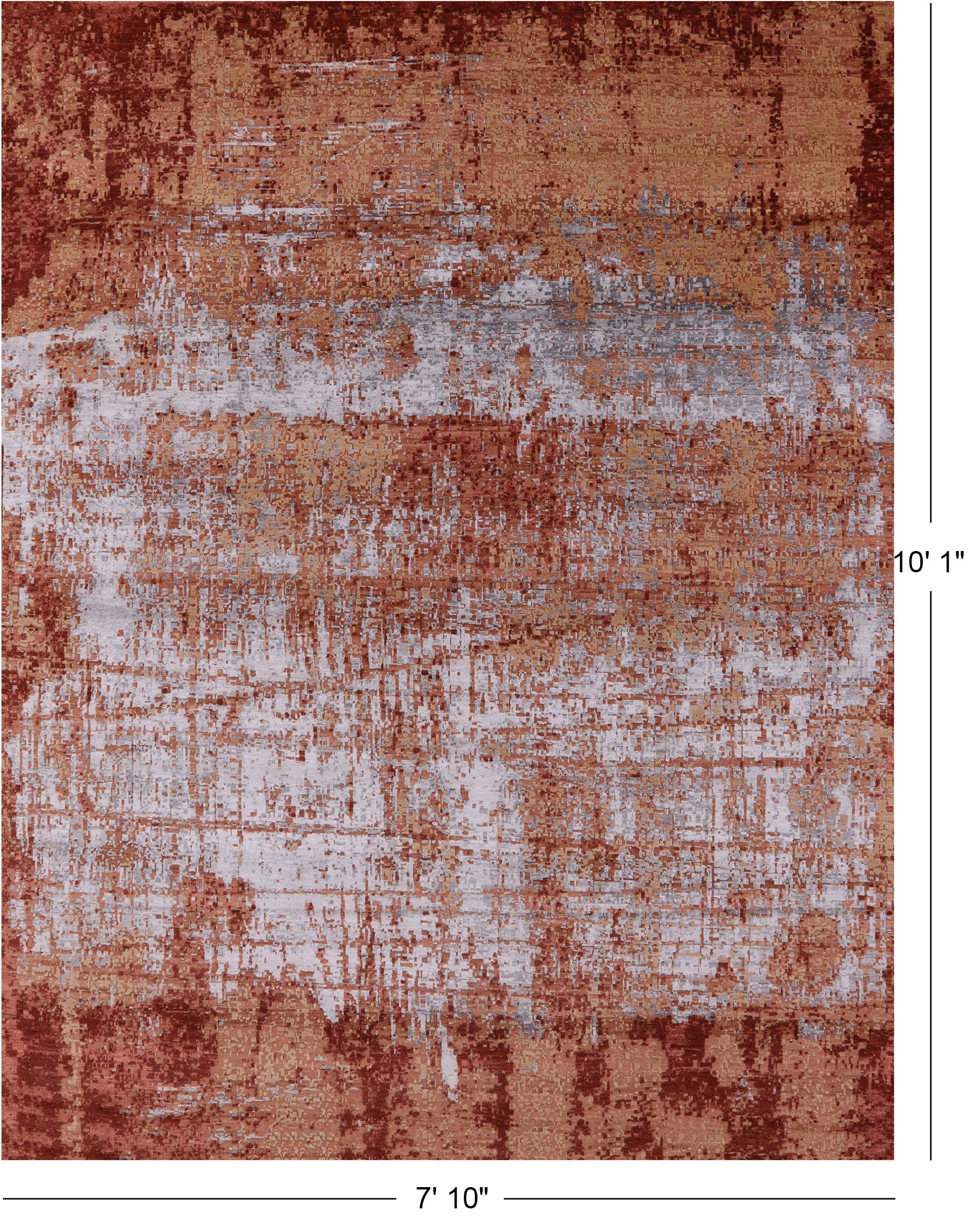 Modern Handmade Wool & Silk Rug - 7' 10" X 10' 1" - Golden Nile