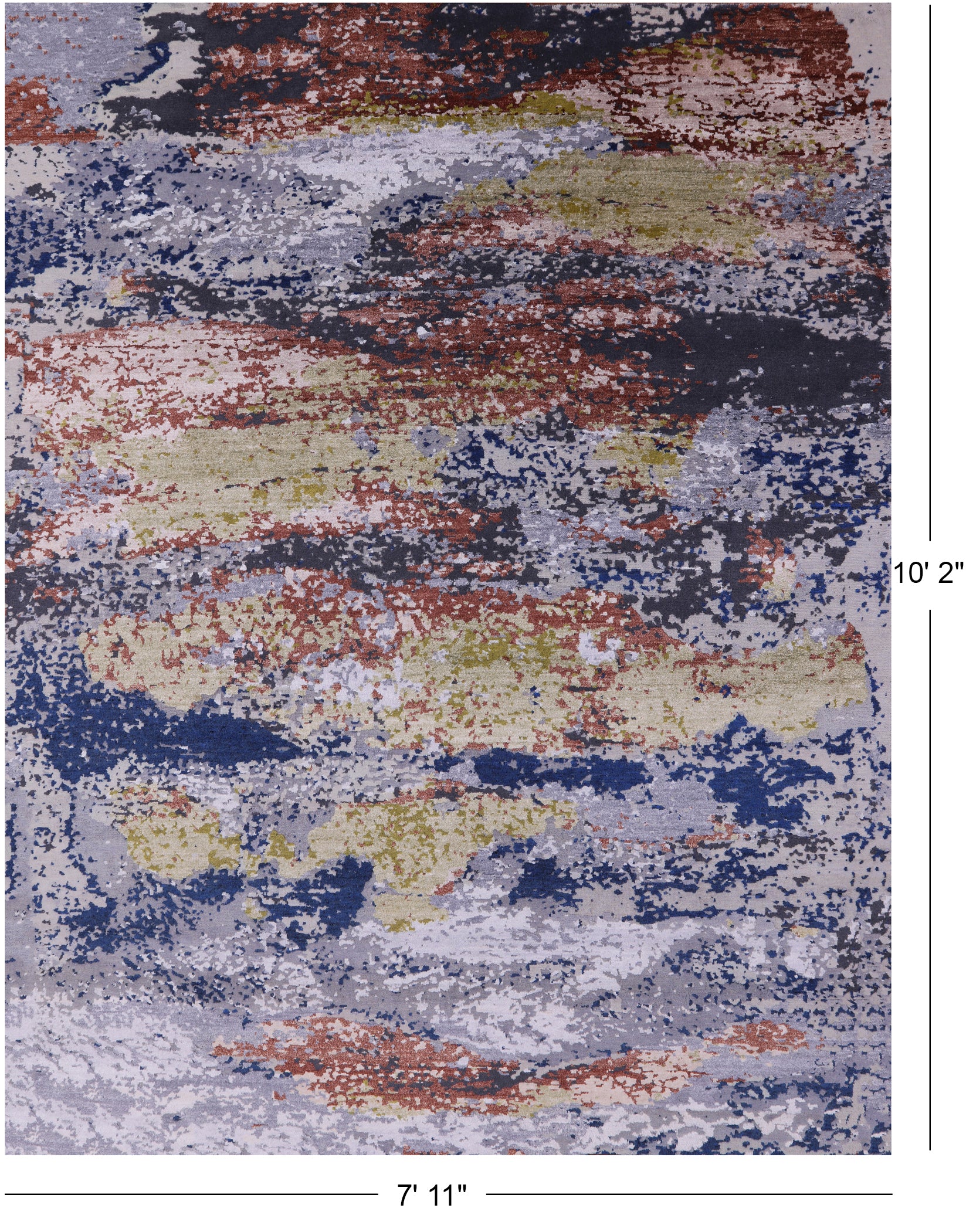 Modern Handmade Wool & Silk Rug - 7' 11" X10' 2" - Golden Nile