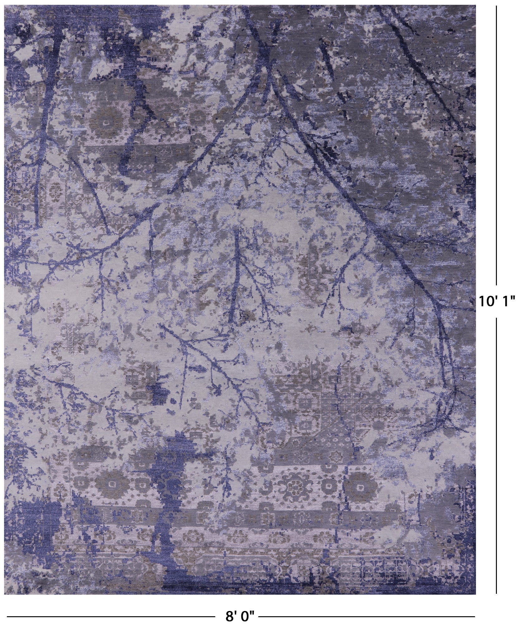 Contemporary Handmade Wool & Silk Rug - 8' 0" X 10' 1" - Golden Nile