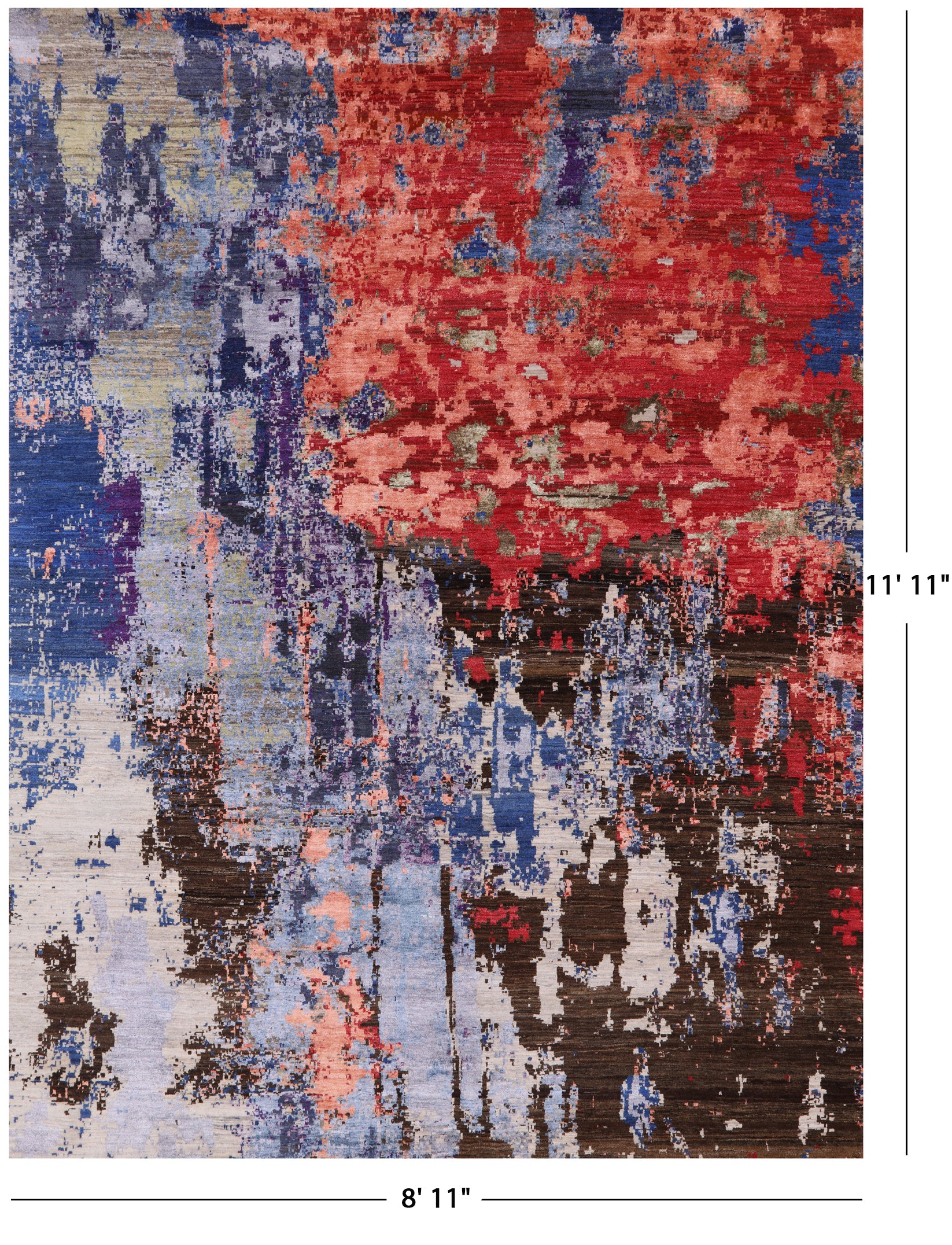 Modern Hand Knotted Wool & Silk Rug - 8' 11" X 11' 11" - Golden Nile