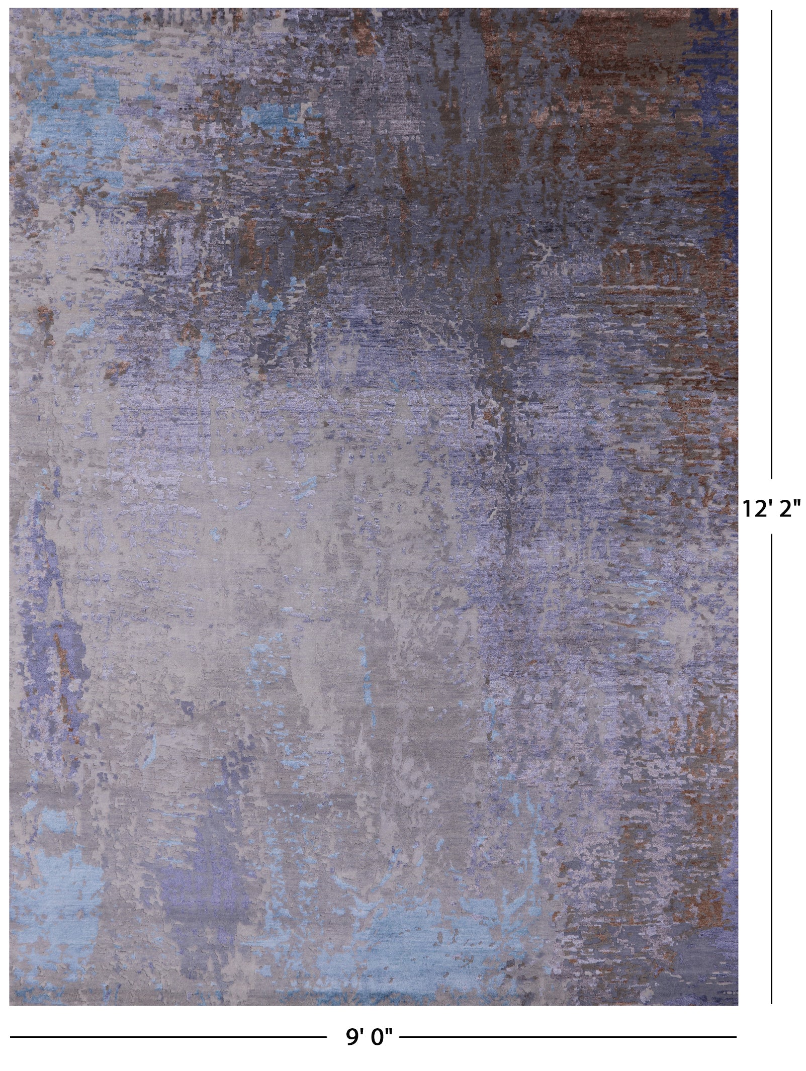 Modern Handmade Wool & Silk Rug - 9' 0" X 12' 2" - Golden Nile