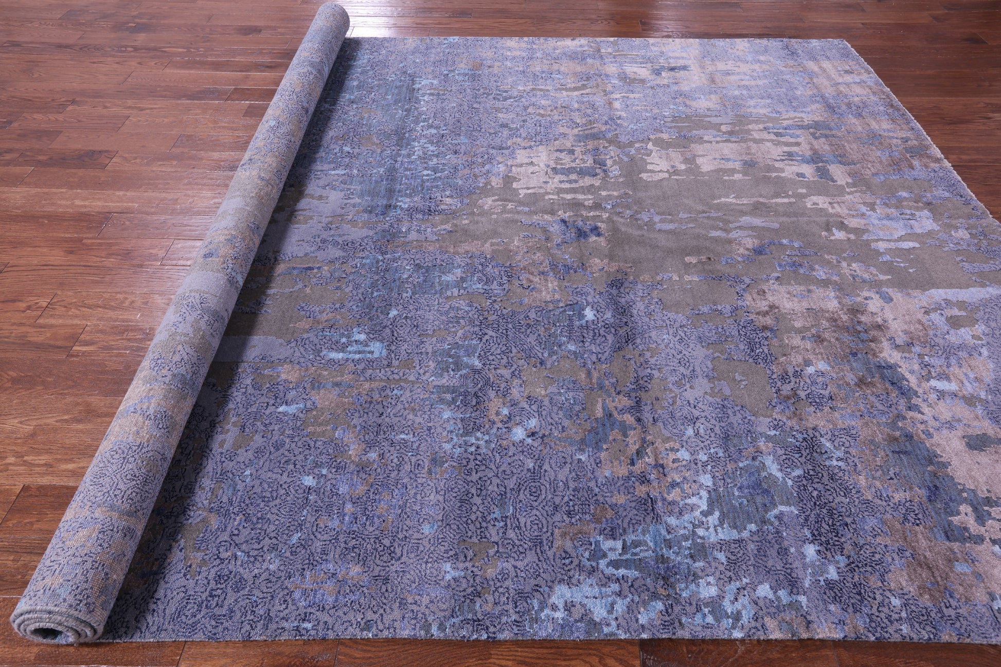 Contemporary Handmade Wool & Silk Rug - 9' 0" X 12' 4" - Golden Nile