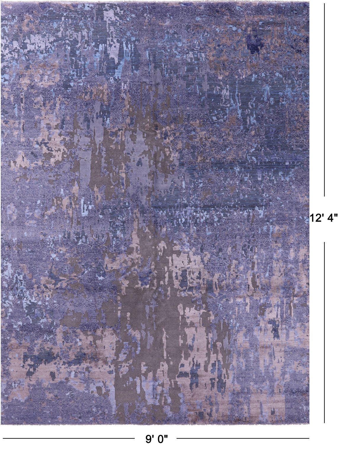 Contemporary Handmade Wool & Silk Rug - 9' 0" X 12' 4" - Golden Nile