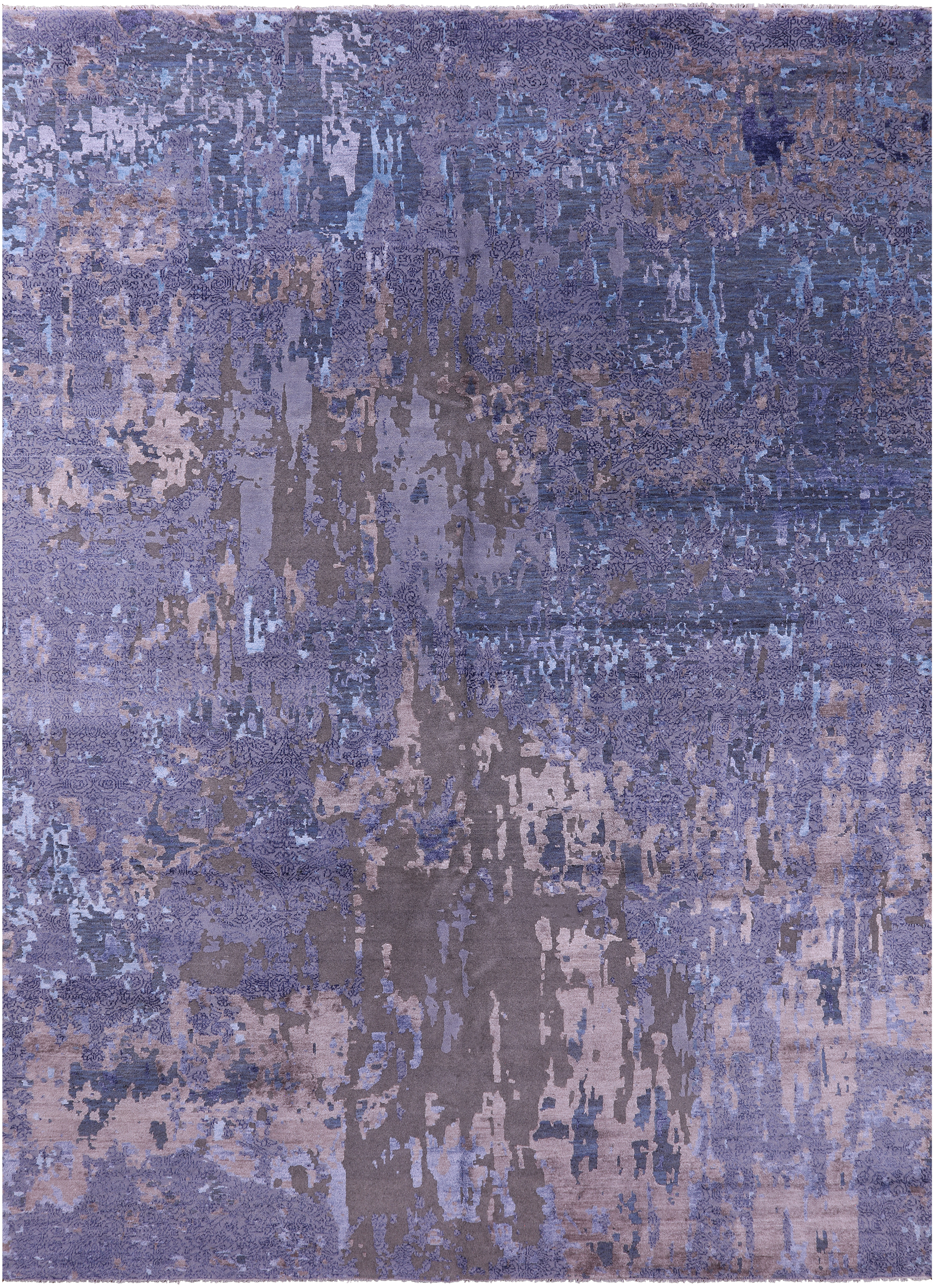 Contemporary Handmade Wool & Silk Rug - 9' 0" X 12' 4" - Golden Nile