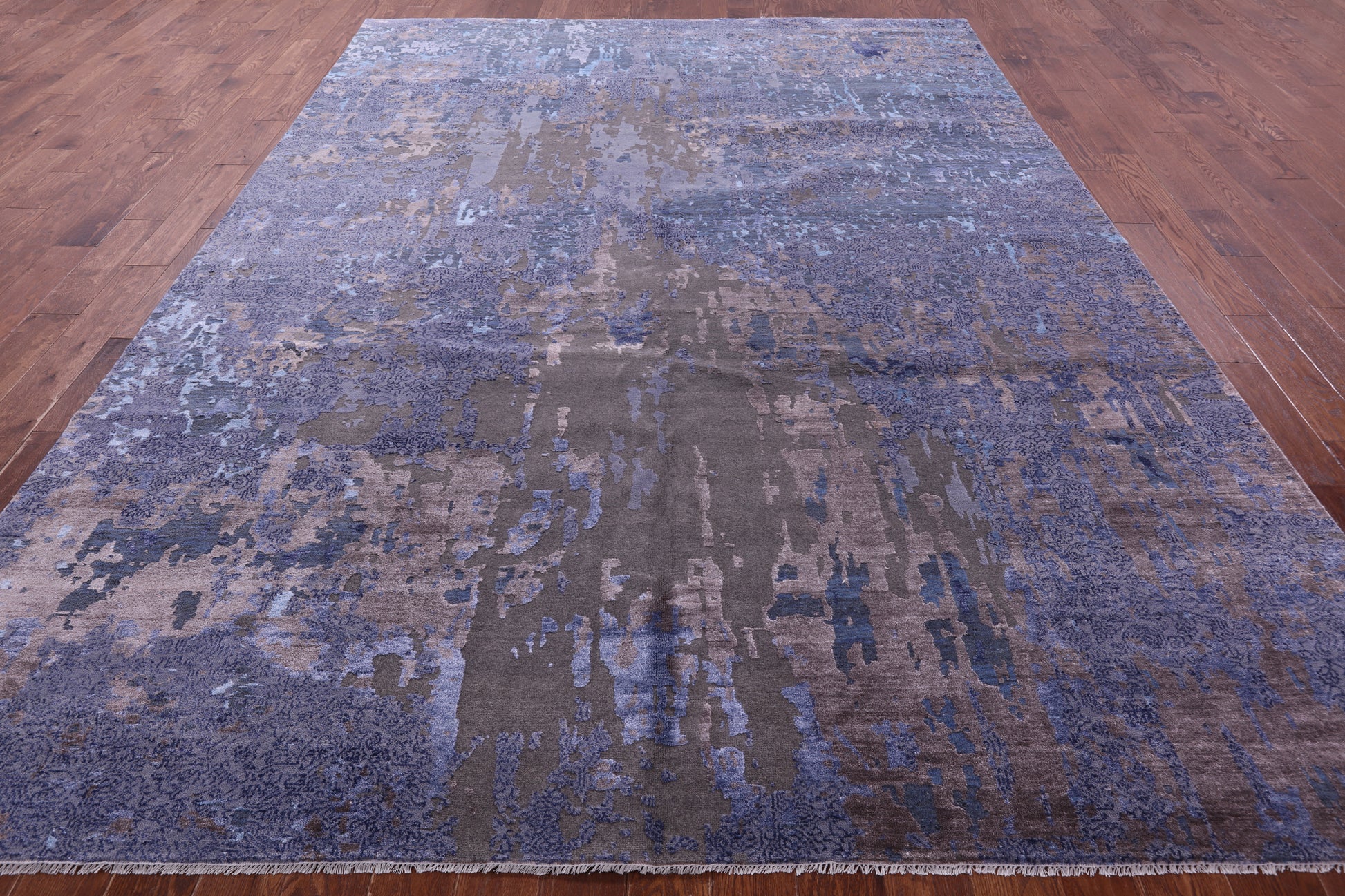 Contemporary Handmade Wool & Silk Rug - 9' 0" X 12' 4" - Golden Nile