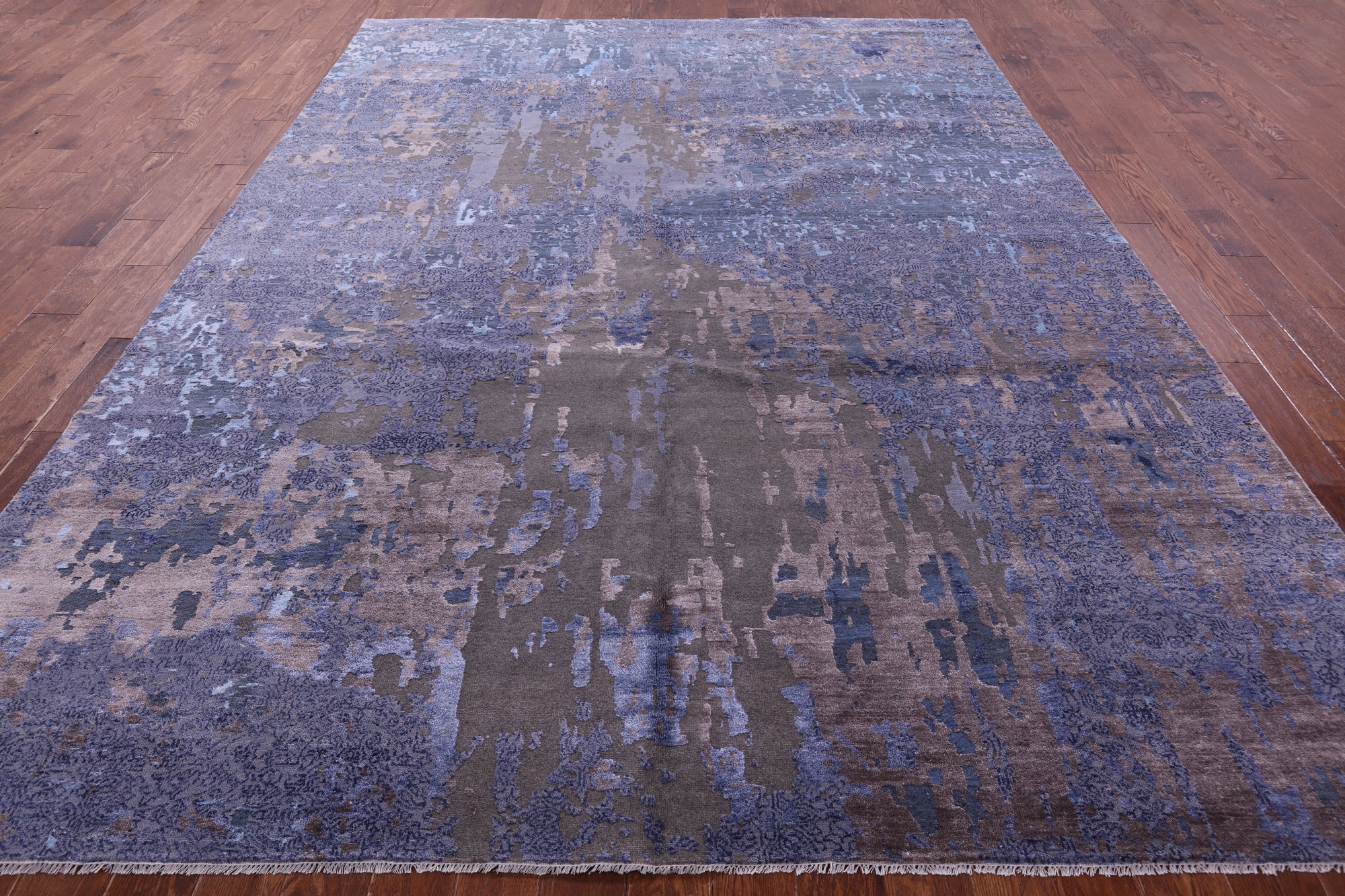 Contemporary Handmade Wool & Silk Rug - 9' 0" X 12' 4" - Golden Nile
