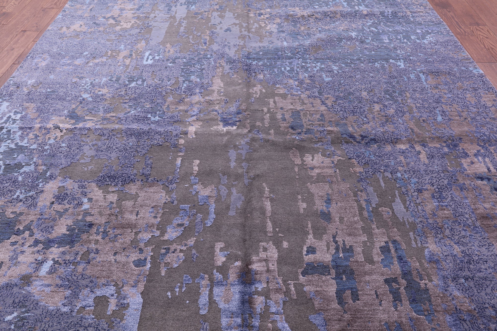 Contemporary Handmade Wool & Silk Rug - 9' 0" X 12' 4" - Golden Nile