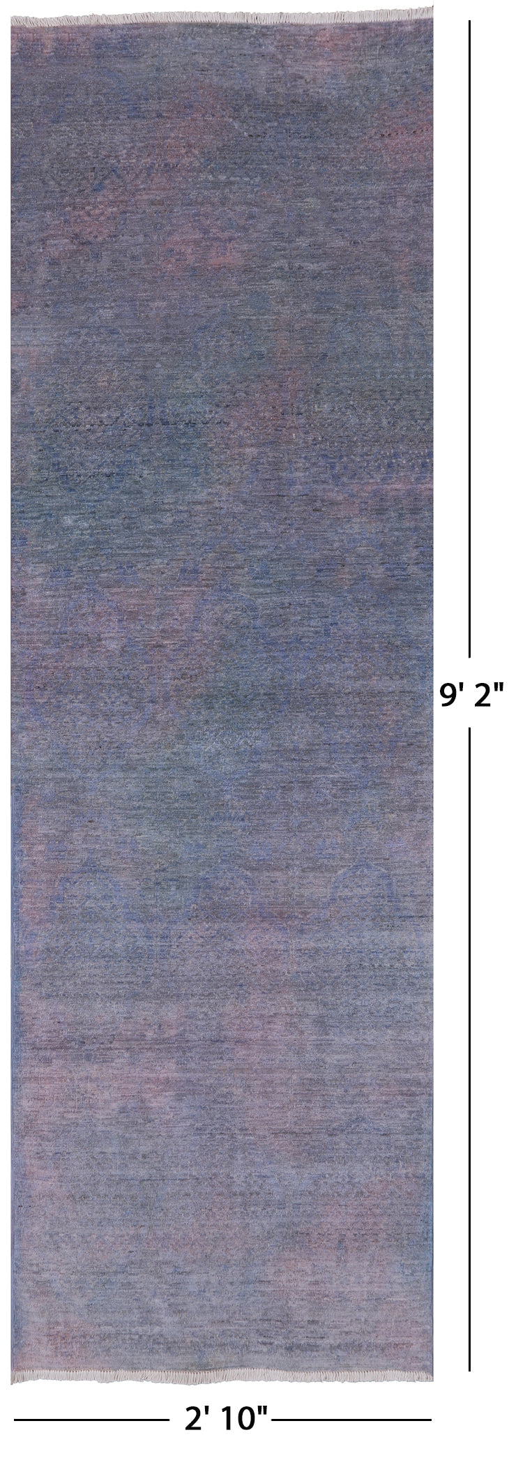 Overdyed Full Pile Handmade Wool Runner Rug - 2' 10" X 9' 2" - Golden Nile
