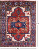 Red Persian Fine Serapi Handmade Wool Rug - 9' 3" X 12' 0" - Golden Nile