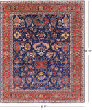Blue Persian Fine Serapi Handmade Wool Rug - 8' 1" X 9' 10" - Golden Nile