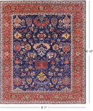 Blue Persian Fine Serapi Handmade Wool Rug - 8' 1" X 9' 10" - Golden Nile