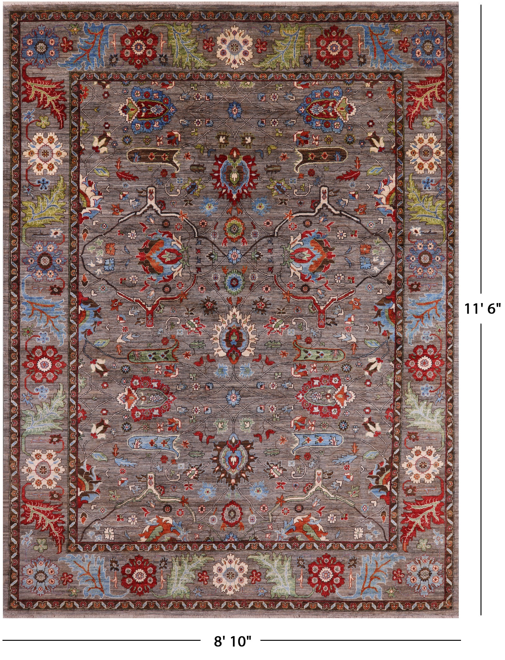 Persian Fine Serapi Hand Knotted Wool Rug - 8' 10" X 11' 6" - Golden Nile