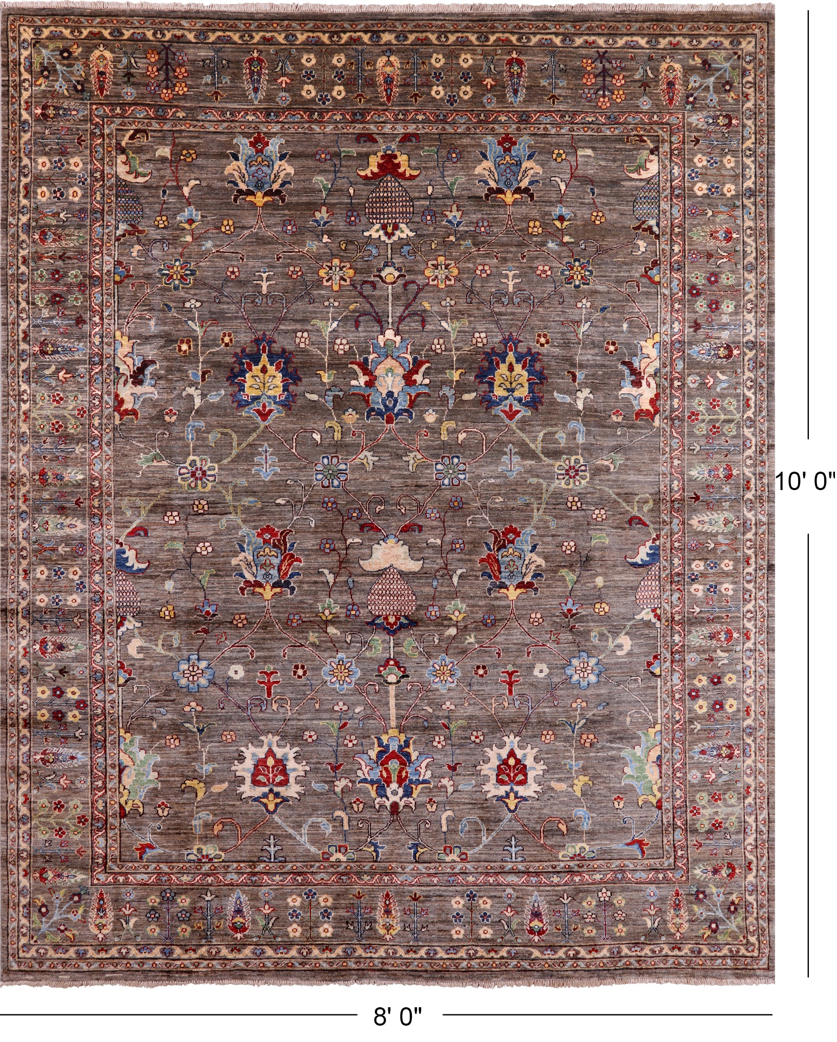 Peshawar Hand Knotted Wool Rug - 8' 0" X 10' 0" - Golden Nile