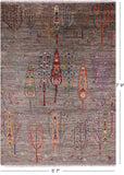 Tribal Persian Gabbeh Handmade Wool Rug - 5' 7" X 7' 9" - Golden Nile