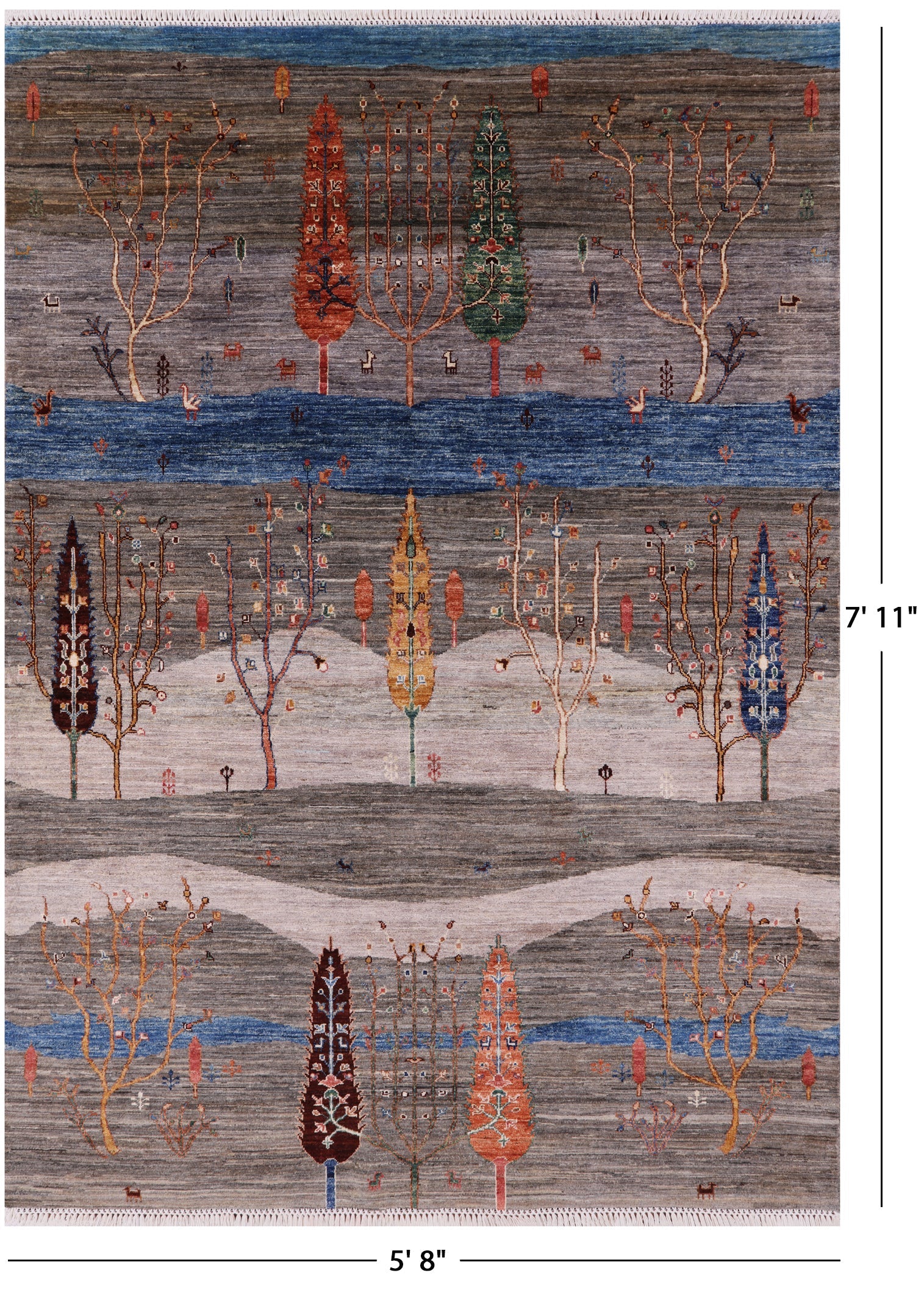 Persian Tribal Gabbeh Hand Knotted Wool Rug - 5' 8" X 7' 11" - Golden Nile