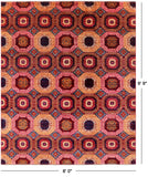 Geometric Persian Mamluk Hand Knotted Wool Rug - 8' 0" X 9' 9" - Golden Nile
