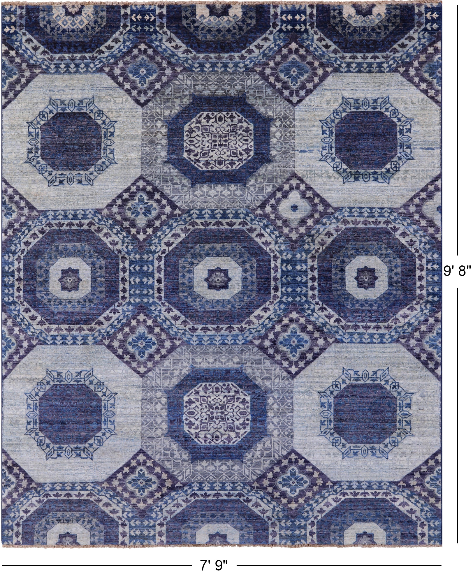 Geometric Persian Mamluk Hand Knotted Wool Rug - 7' 9" X 9' 8" - Golden Nile