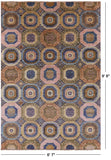 Geometric Persian Mamluk Handmade Wool Rug - 6' 7" X 9' 8" - Golden Nile