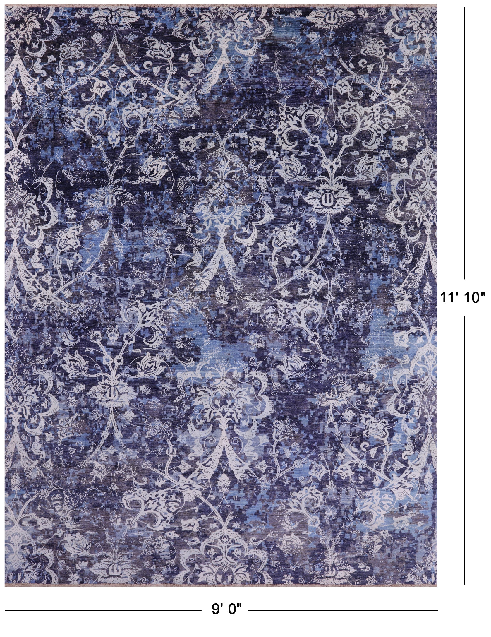 Modern Hand Knotted Wool & Silk Rug - 9' 0" X 11' 10" - Golden Nile