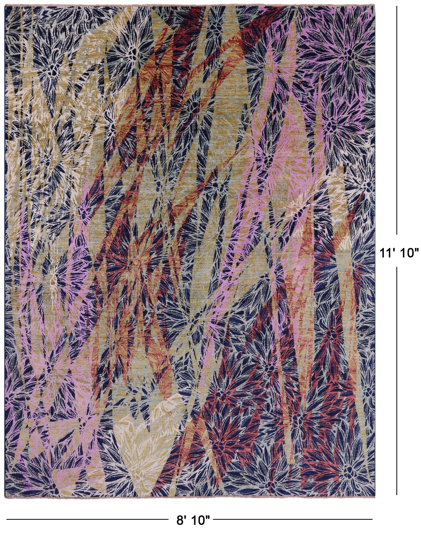 Modern Hand Knotted Wool & Silk Rug - 8' 10" X 11' 10" - Golden Nile