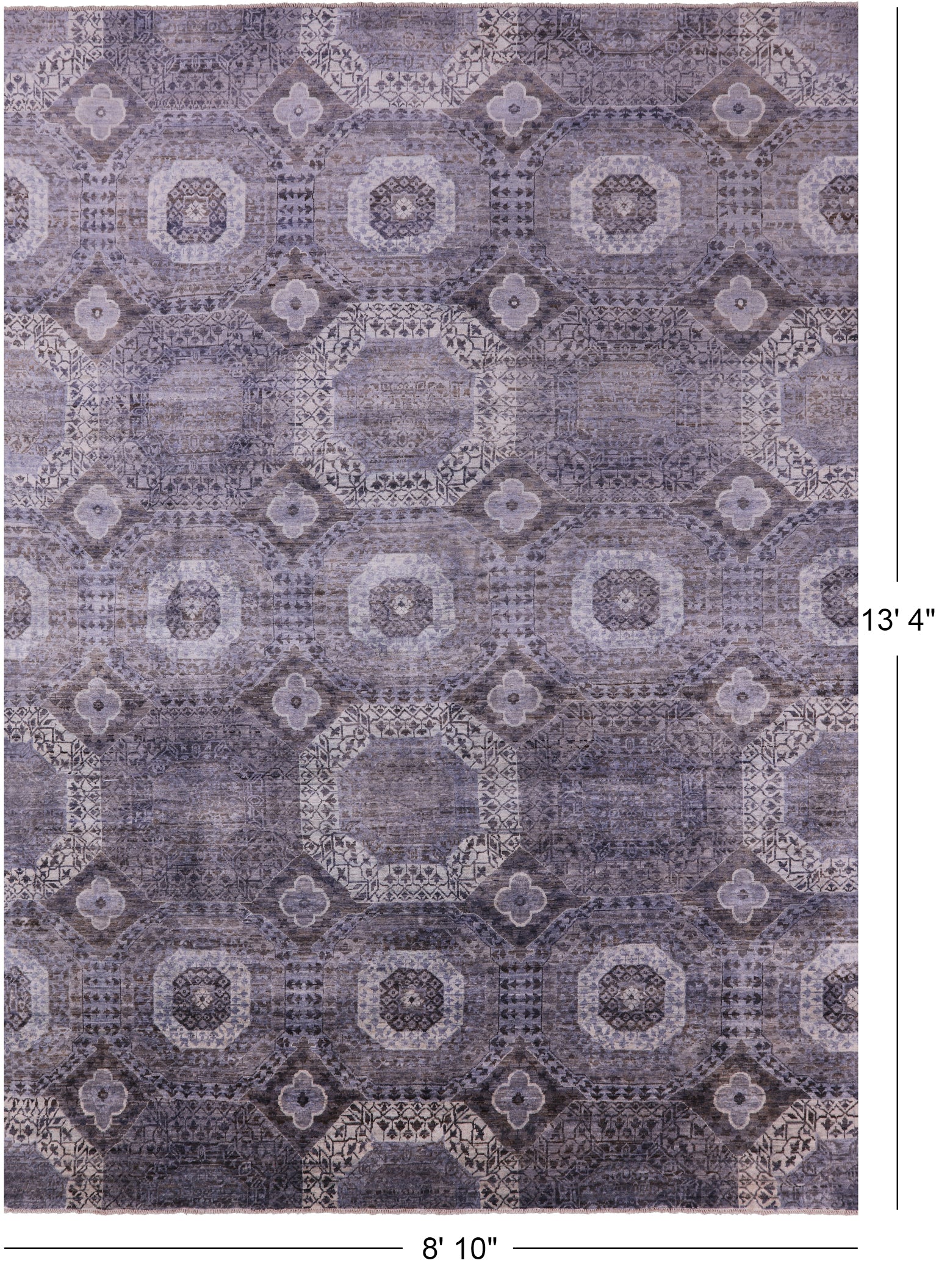 Geometric Persian Mamluk Handmade Wool Rug - 8' 10" X 13' 4" - Golden Nile