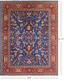 Blue Persian Fine Serapi Handmade Wool Rug - 9' 4" X 11' 11" - Golden Nile
