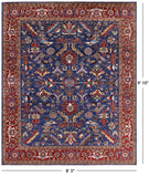 Blue Persian Fine Serapi Hand Knotted Wool Rug - 8' 3" X 9' 10" - Golden Nile