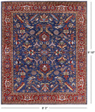 Blue Persian Fine Serapi Hand Knotted Wool Rug - 8' 3" X 9' 10" - Golden Nile