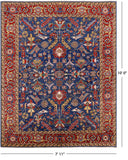 Blue Persian Fine Serapi Hand Knotted Wool Rug - 7' 11" X 10' 0" - Golden Nile